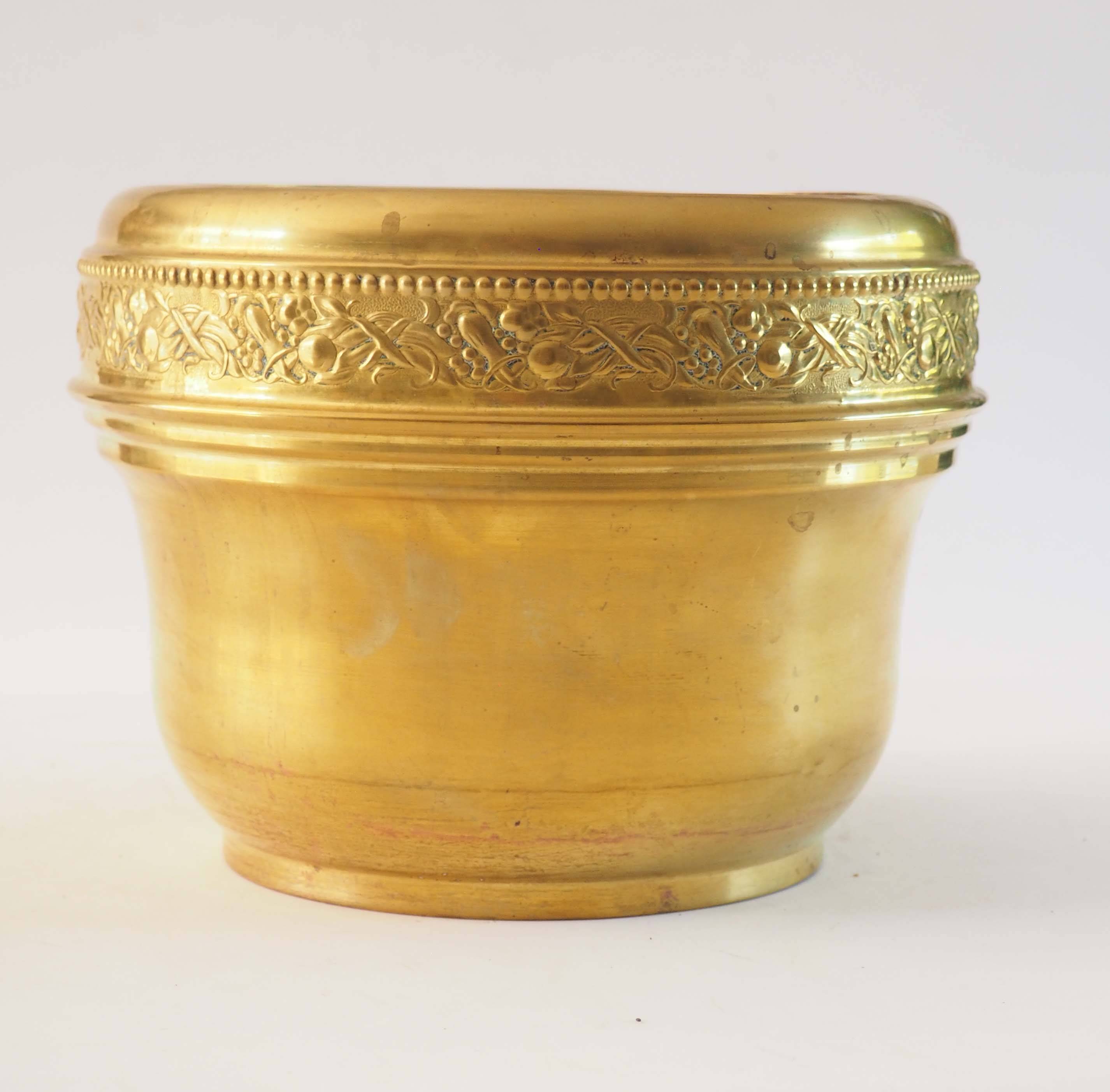 Golden brass flowerpot