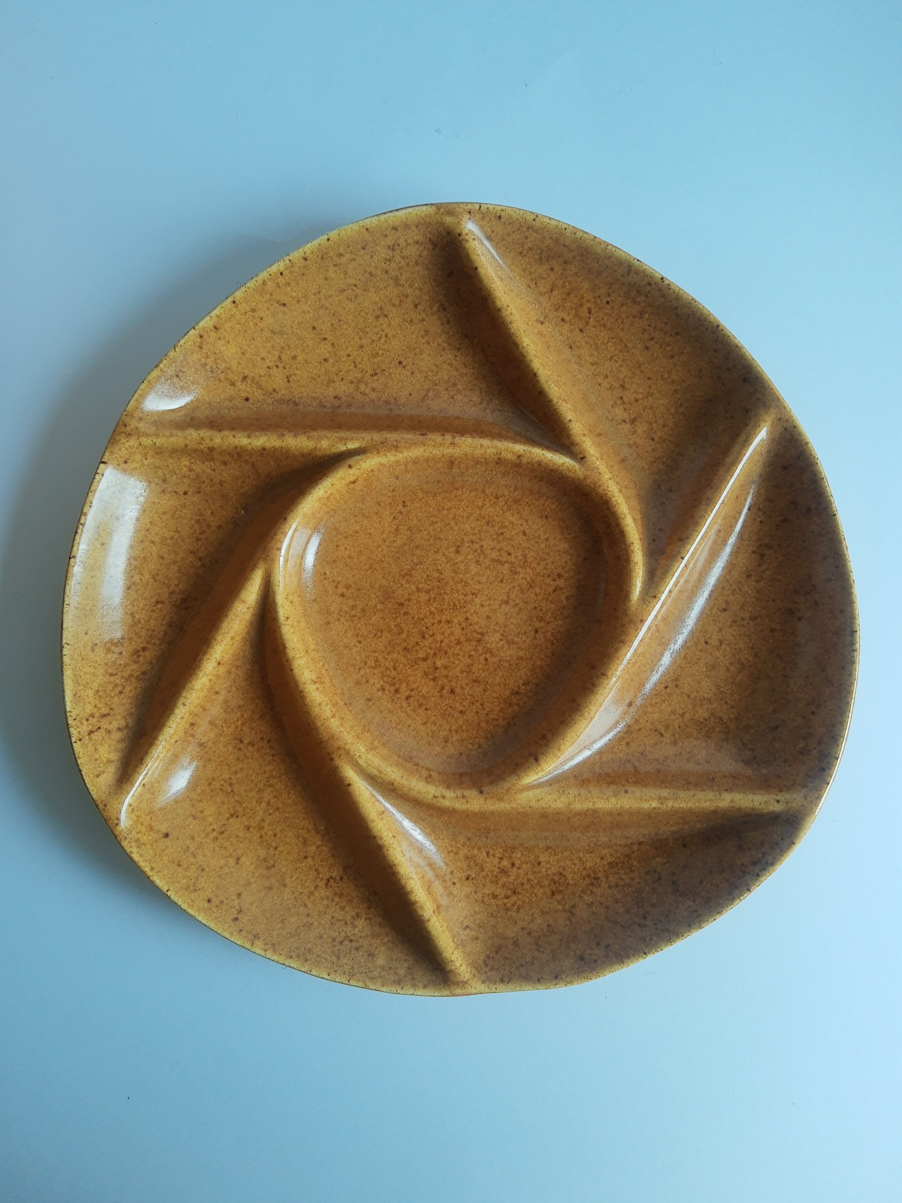 Set of 5 plates with compartments in vintage Longchamp sandstone