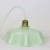 Mint green glass pendant lamp, vintage