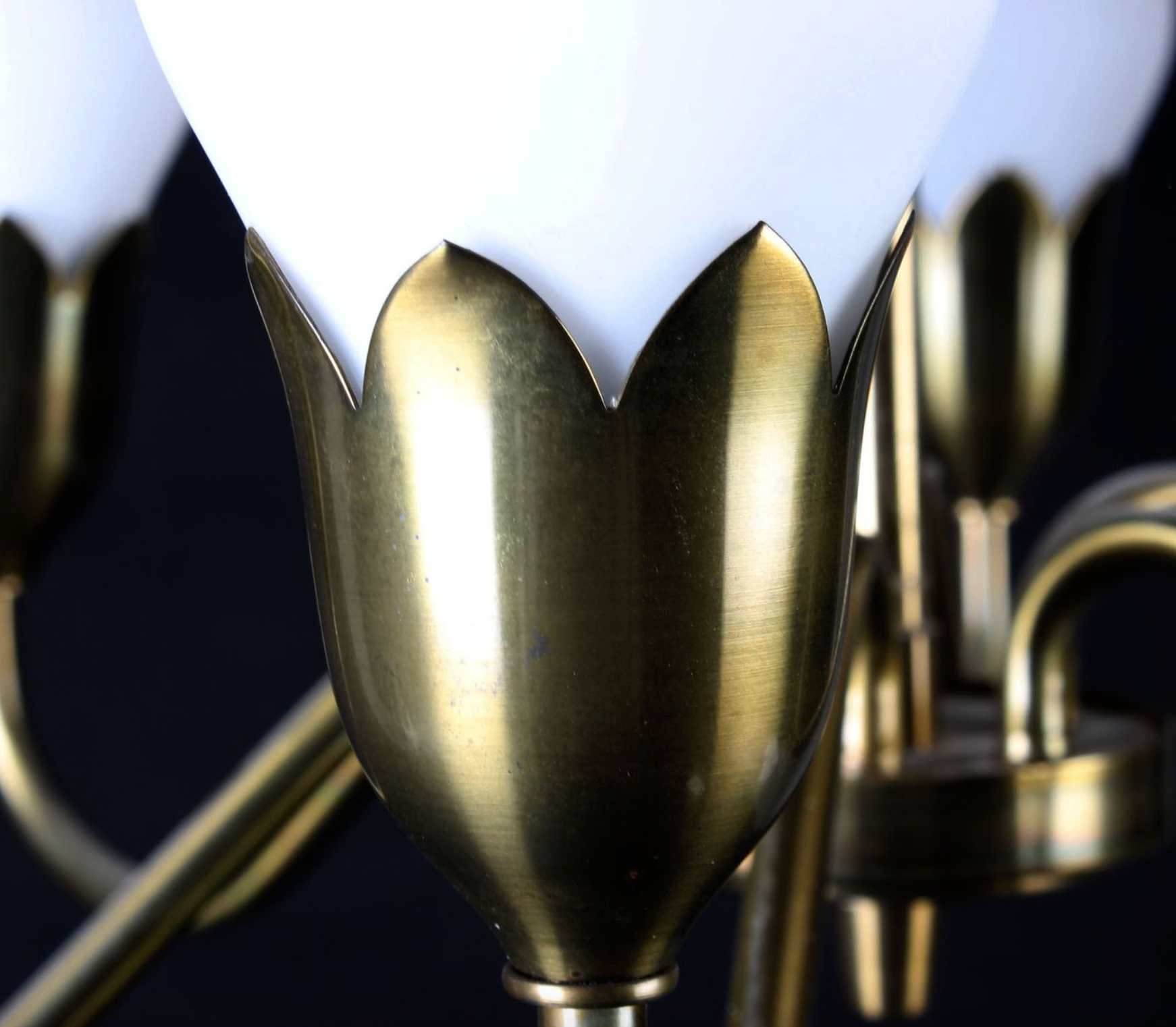 Danish Tulipan Brass Chandelier from Fog & Mørup, 1960s