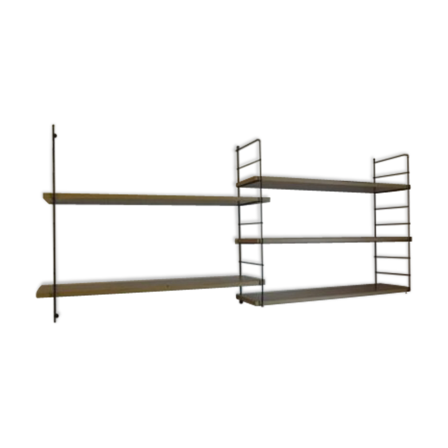 String Adjustable shelf unit wood and metal black vintage 60'