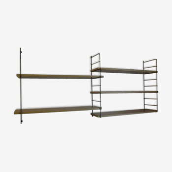 String Adjustable shelf unit wood and metal black vintage 60'