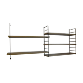 String Adjustable shelf unit wood and metal black vintage 60'