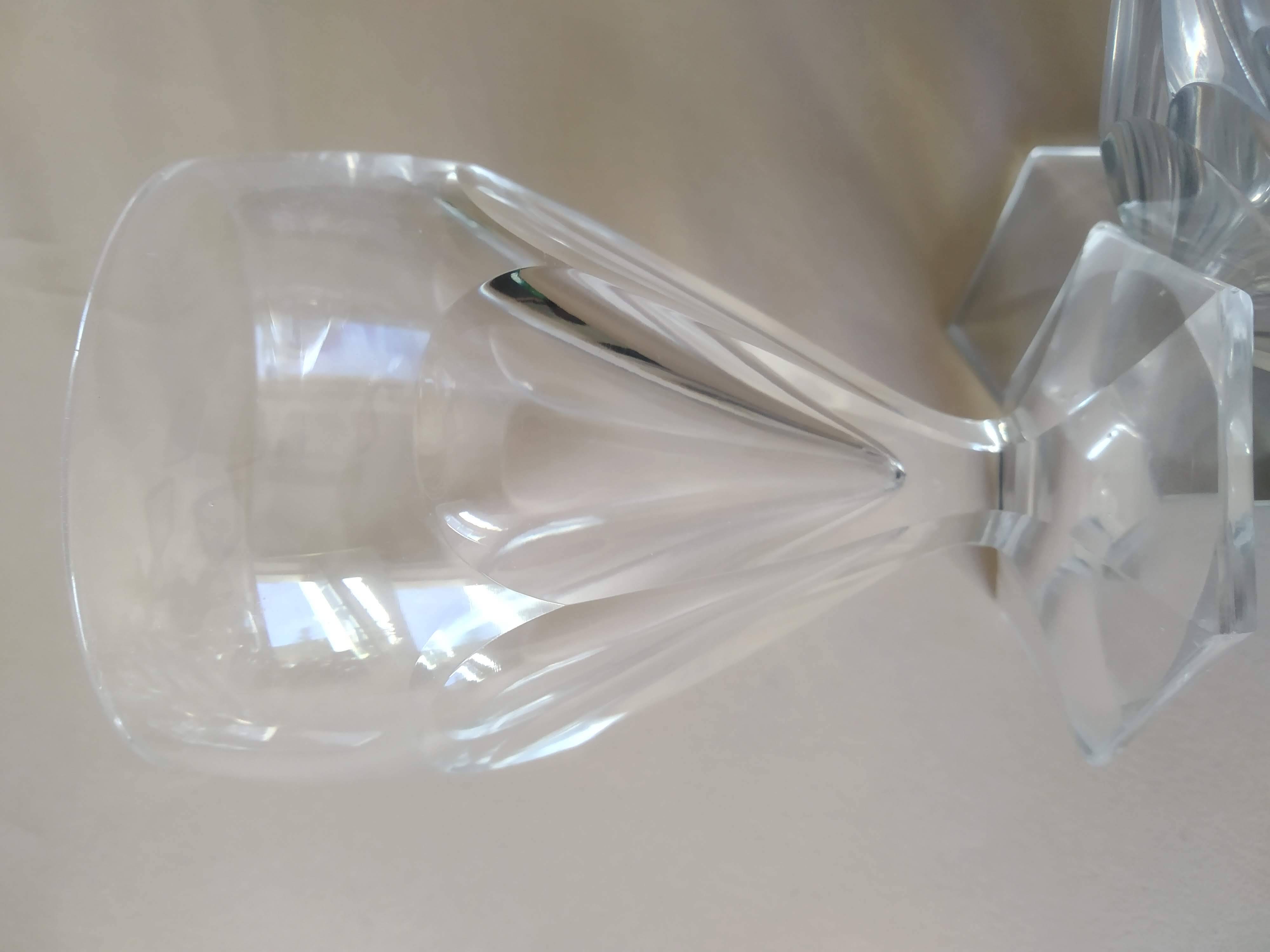 6 SAINT LOUIS flat-ribbed white wine glasses, Poincaré model