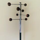 Coat rack chrome and wood, 1970's