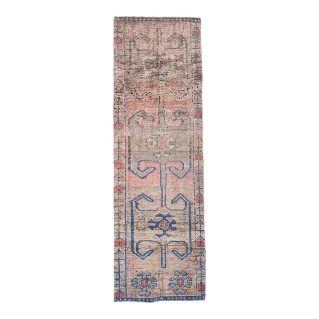 1970s Turkish Oushak Handmade Wool Cotton Orange Runner Rug 91x291