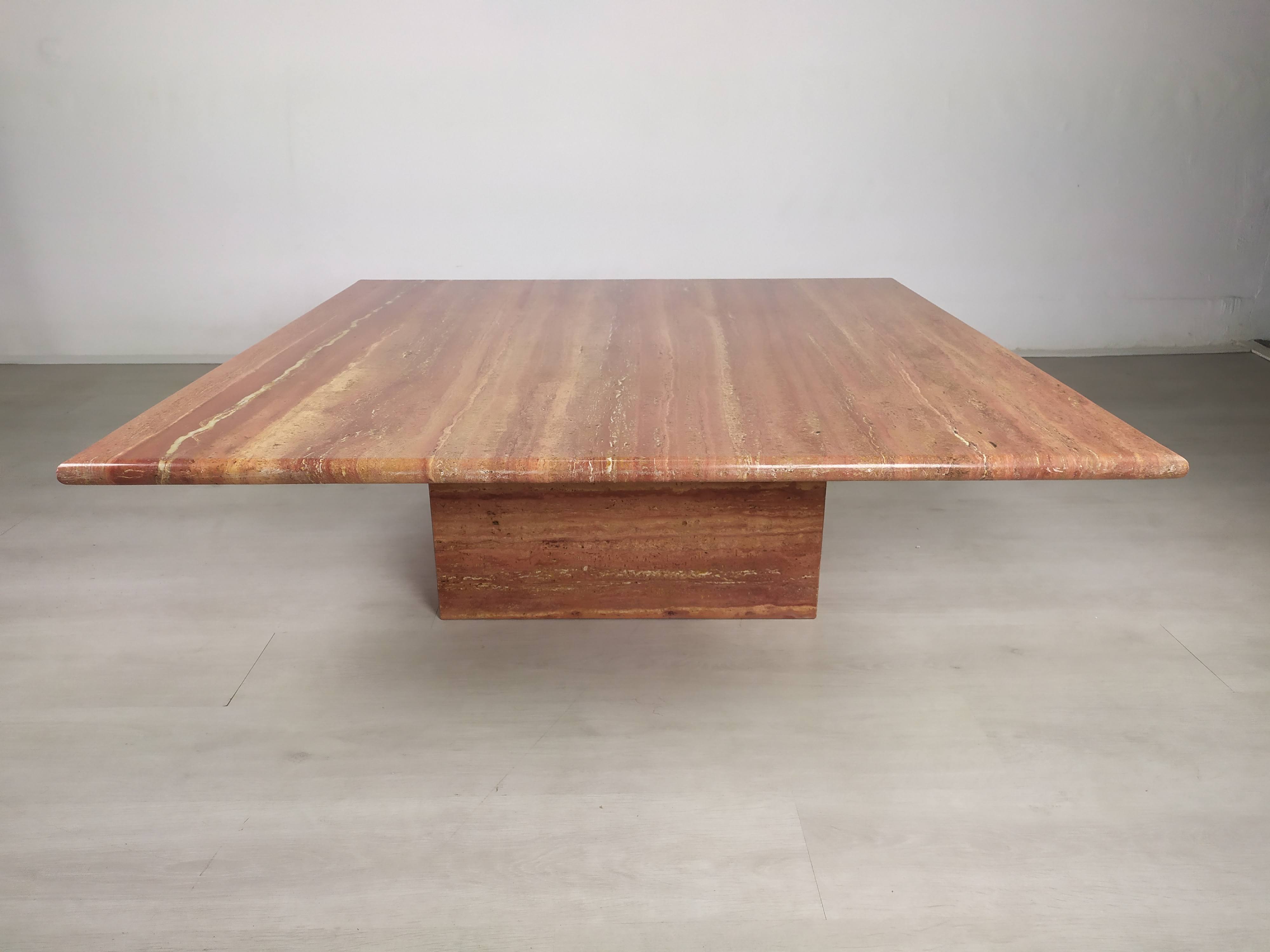 Travertine coffee table red design