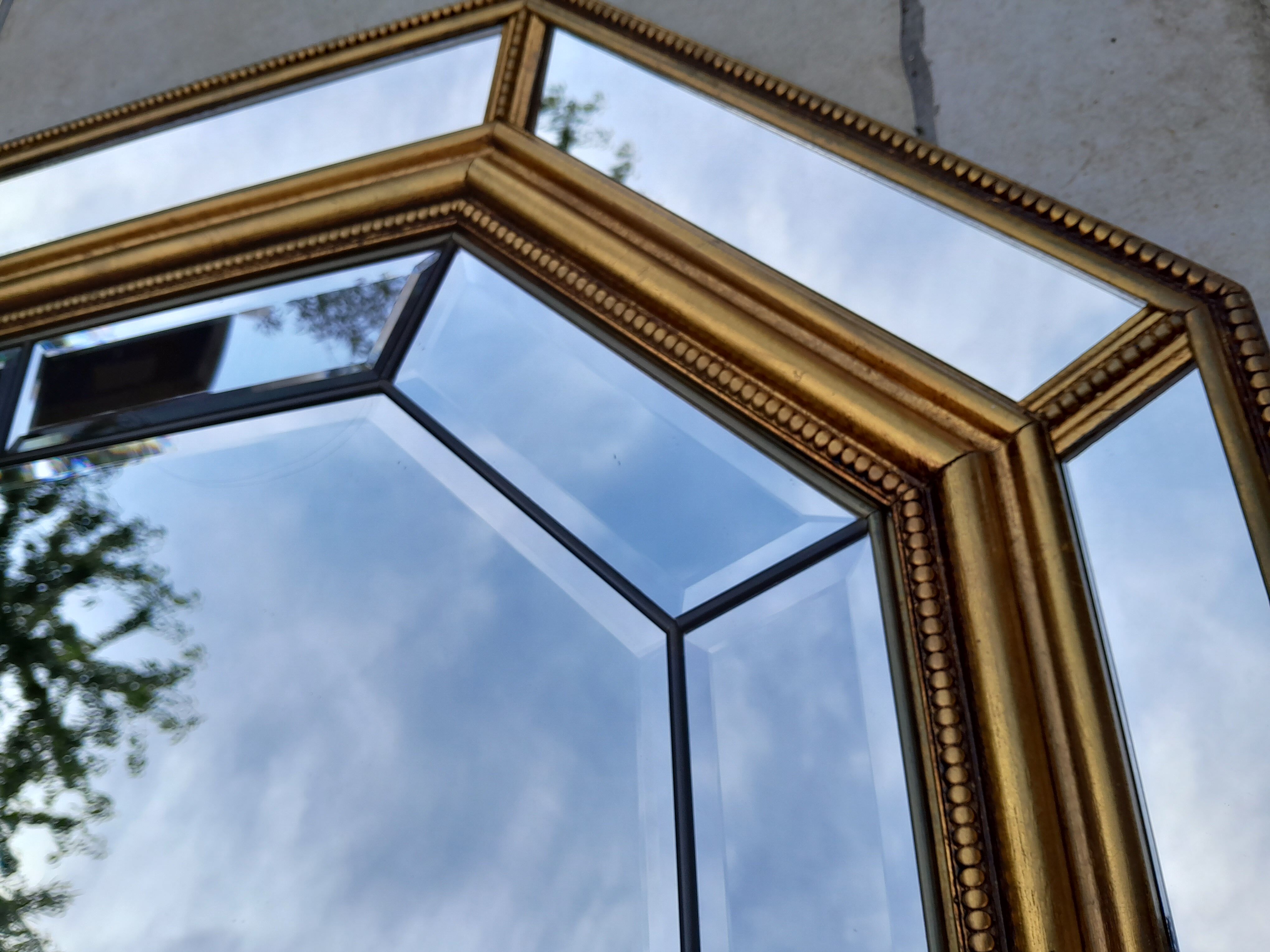 Venetian mirror 70s in wood and brass 69x90cm