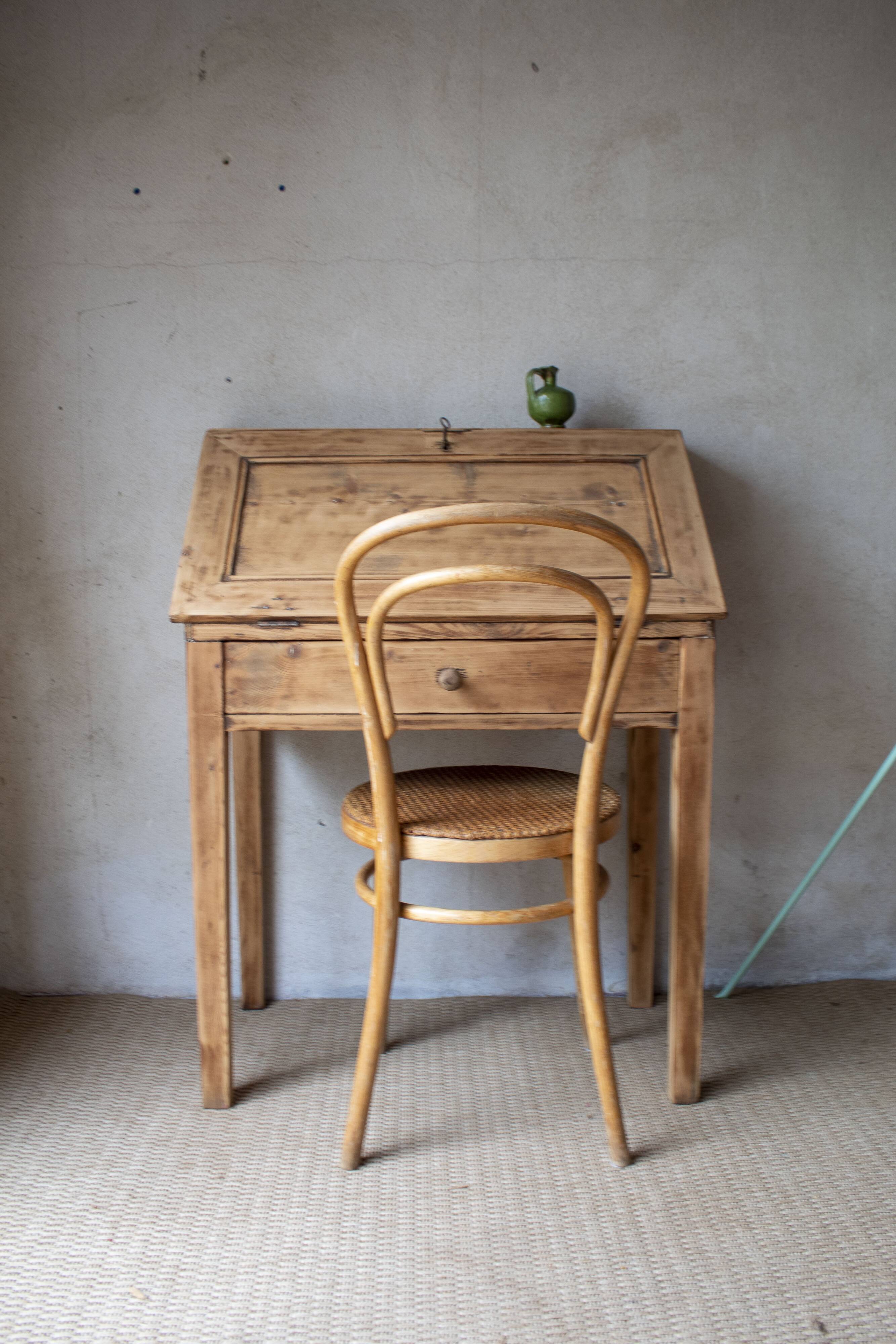 Secrétaire bureau vintage ancien bois massif