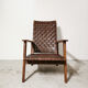 Fauteuil reconstruction en chêne et cuir, 1950