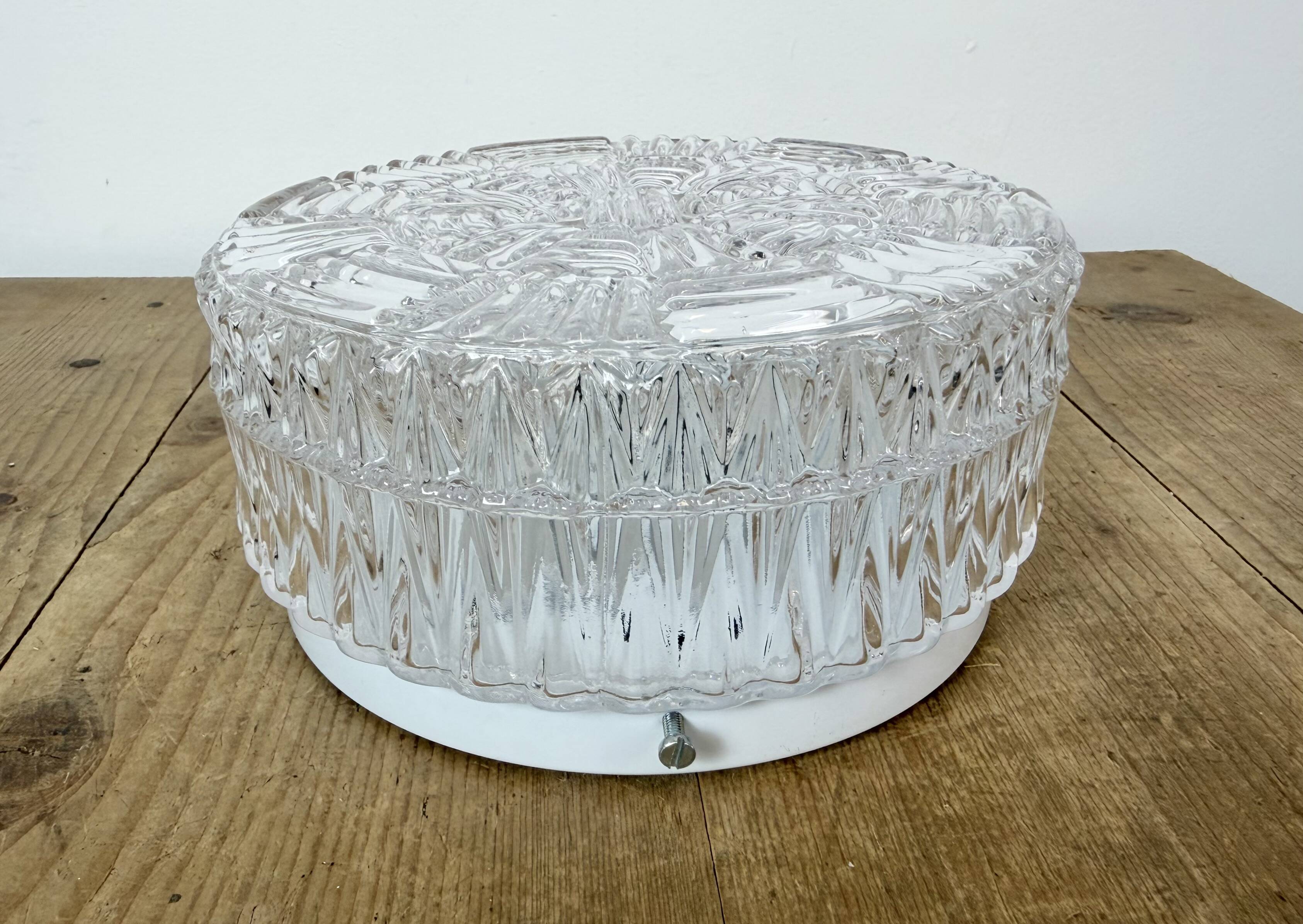 Vintage Glass Wall or Ceiling Light, 1970s
