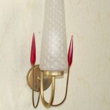 Simple Vintage Retro 1960s Gold Metal White Glass Shade 5