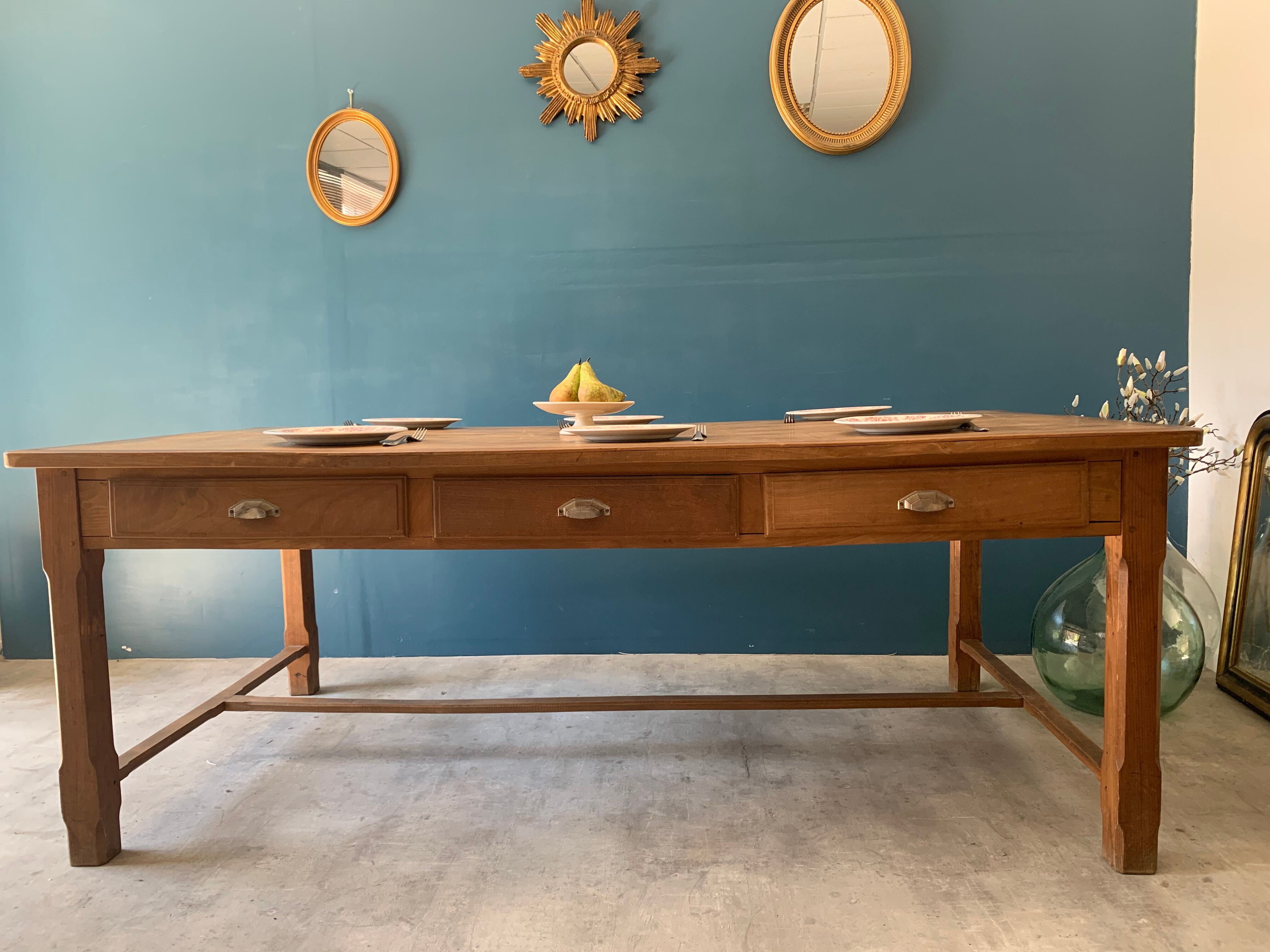 Farm table with 6 drawers