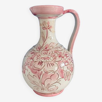 Italian pink and white pitcher vase