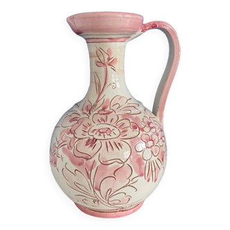 Italian pink and white pitcher vase