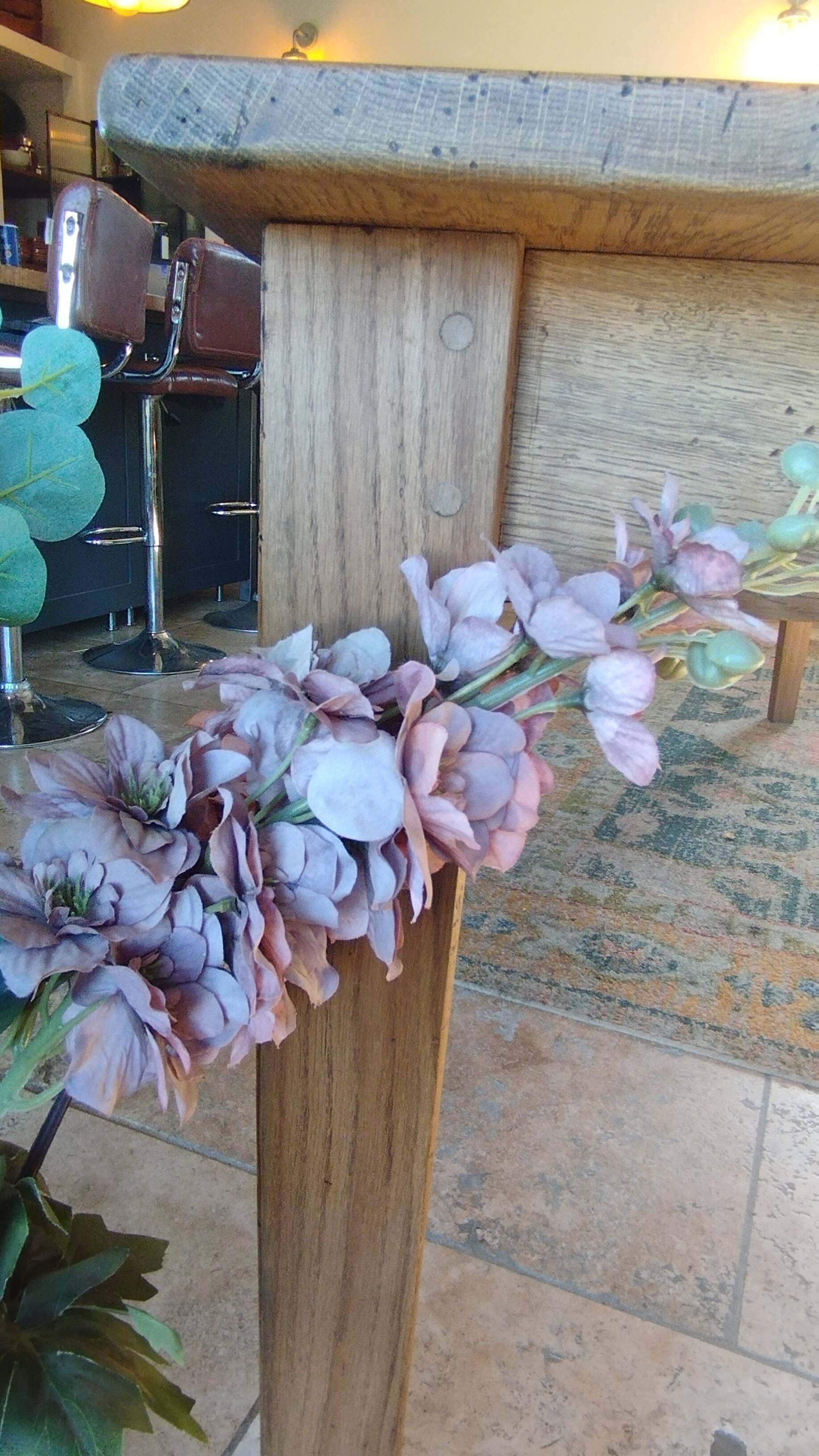 Solid oak farmhouse table with central drawer and extension