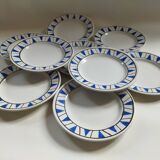 9 dessert plates Hamage & Moulin des Loups, Etoile bleu model