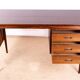 Danish extendable desk, Rosewood and Brass, model OS 51, Arne Vodder.