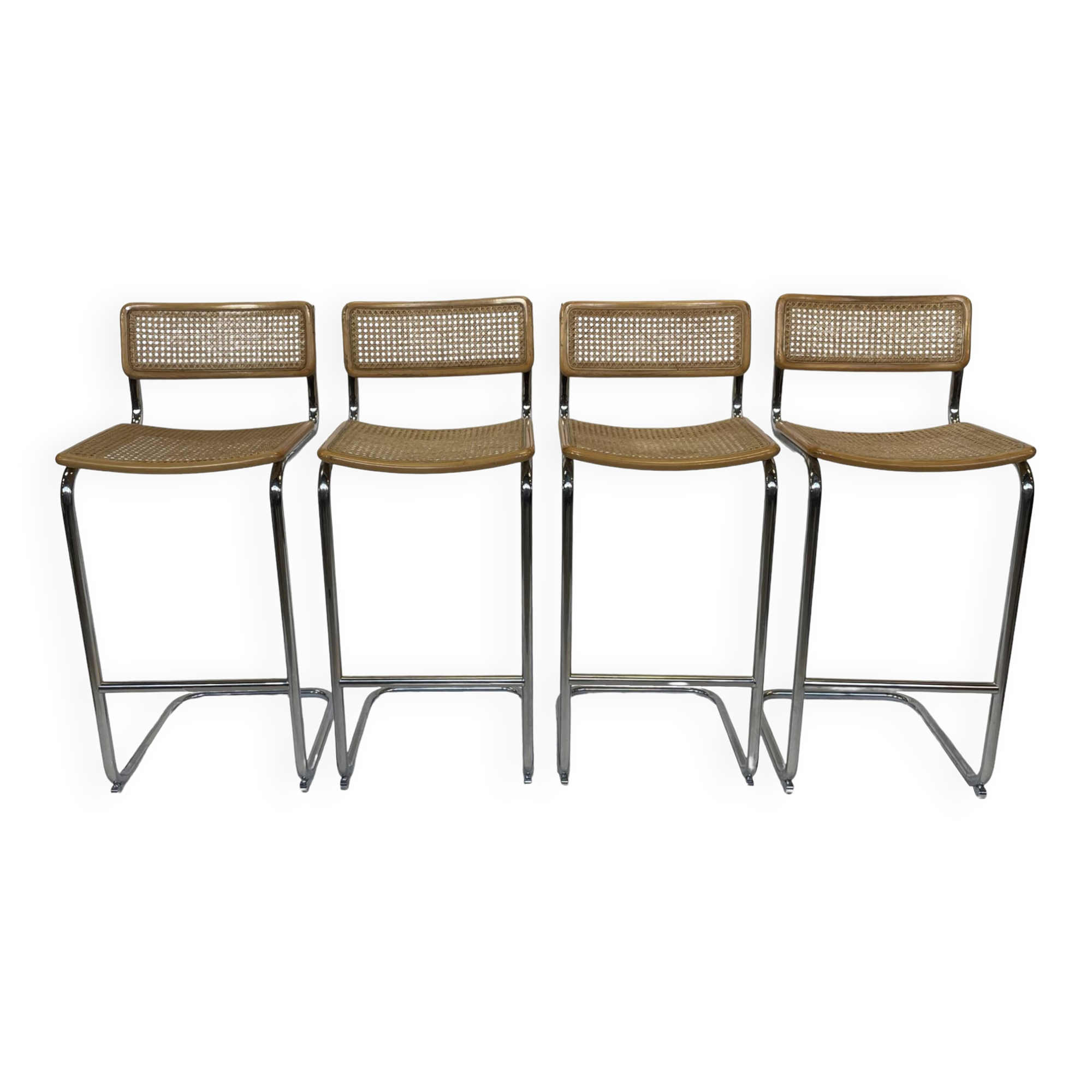 Vintage Cesca Design Bar Stools 80's design in chrome set of four