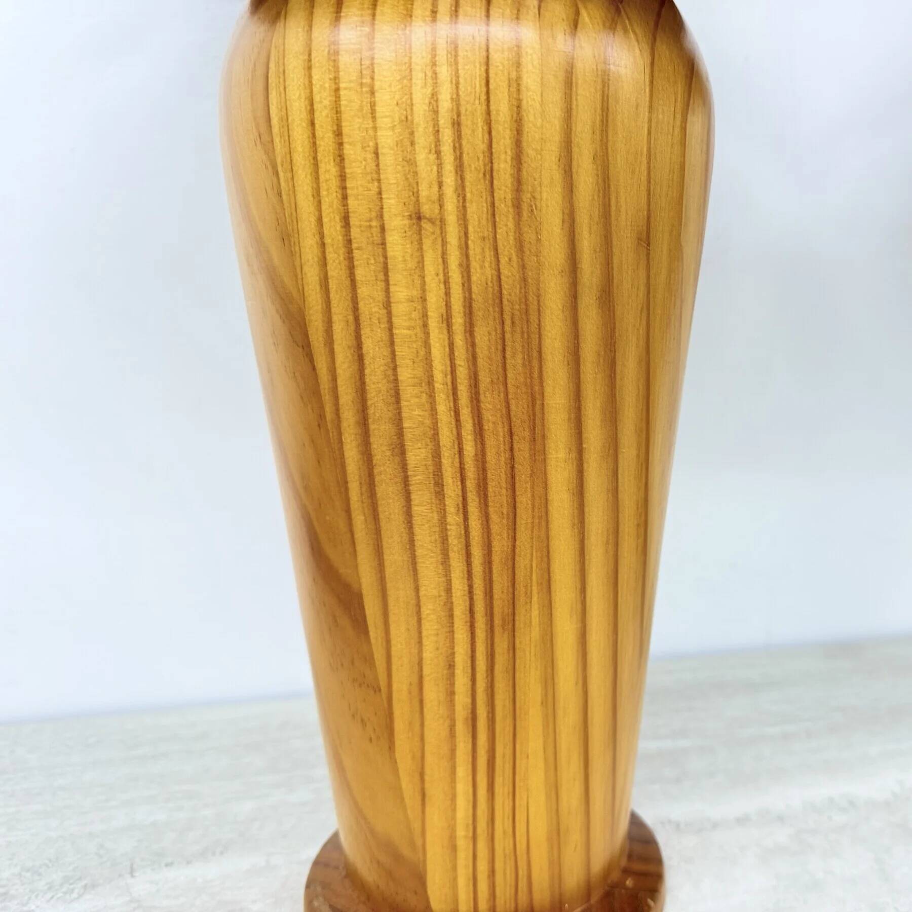 Vintage Ikea solid wooden table lamps with rattan shade, 1980s