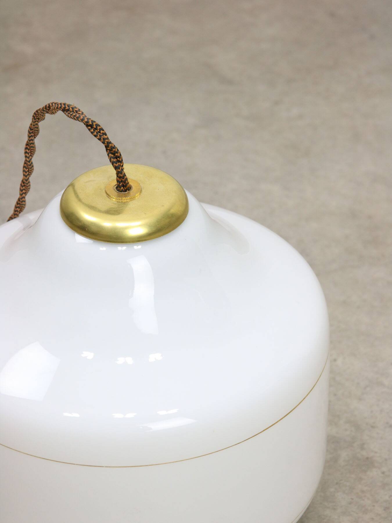 Mid-Century Italian Opaline and Brass Pendant Lamp