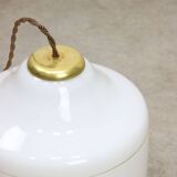 Mid-Century Italian Opaline and Brass Pendant Lamp