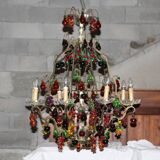 Chandelier glass Murano multicolored Fruits glass Murano Living room Dining room Apples Pears Grape