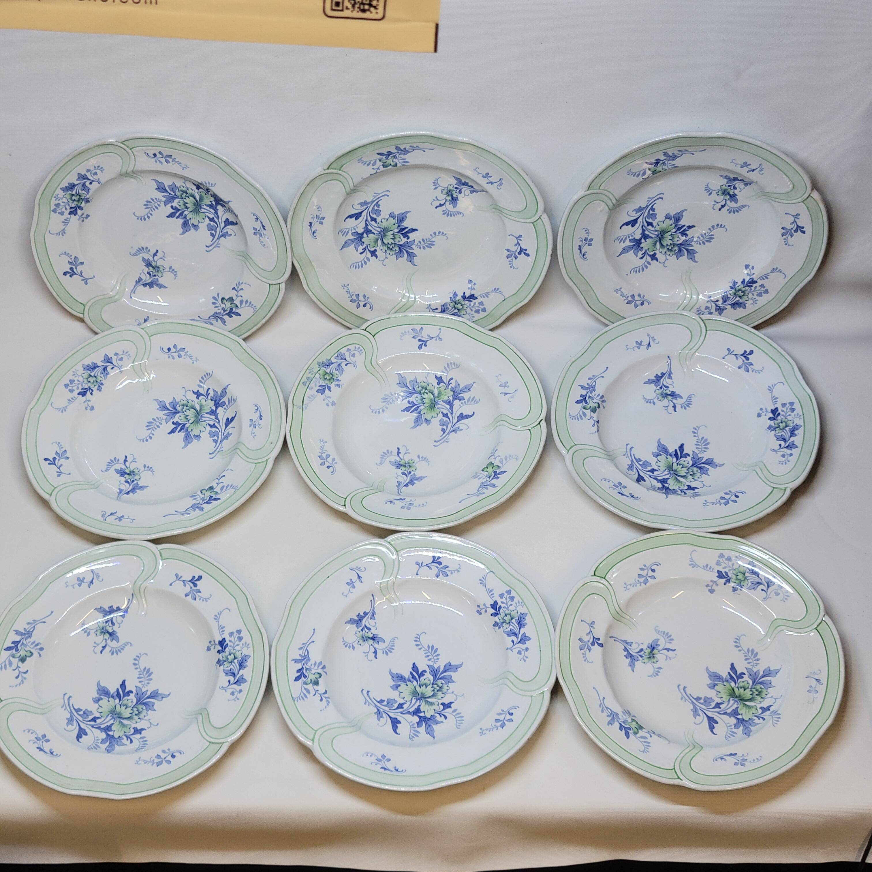 9 Antique KG Lunéville Plates, Regence Model