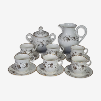Old coffee set 8 pcs porcelain decoration painted with grapefruit around 1900