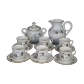 Old coffee set 8 pcs porcelain decoration painted with grapefruit around 1900