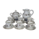 Old coffee set 8 pcs porcelain decoration painted with grapefruit around 1900