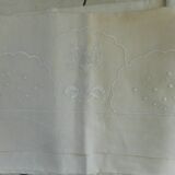 Old linen drapery embroidered