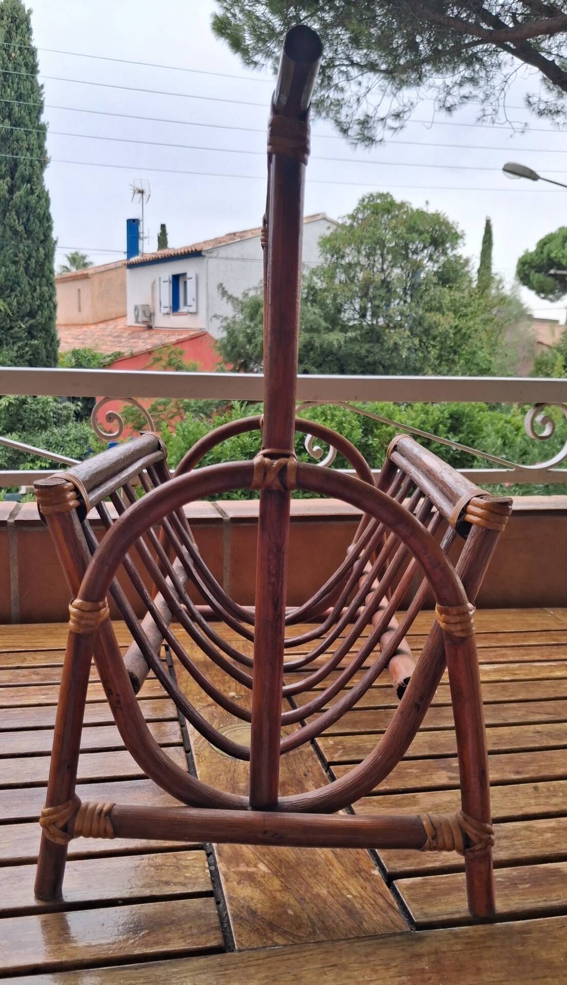 Vintage rattan magazine rack