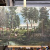 Huile sur toile, paysage ancien début xx siècle