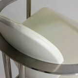 Postmodern dining chairs in steel and white leather, Belgium 1980s