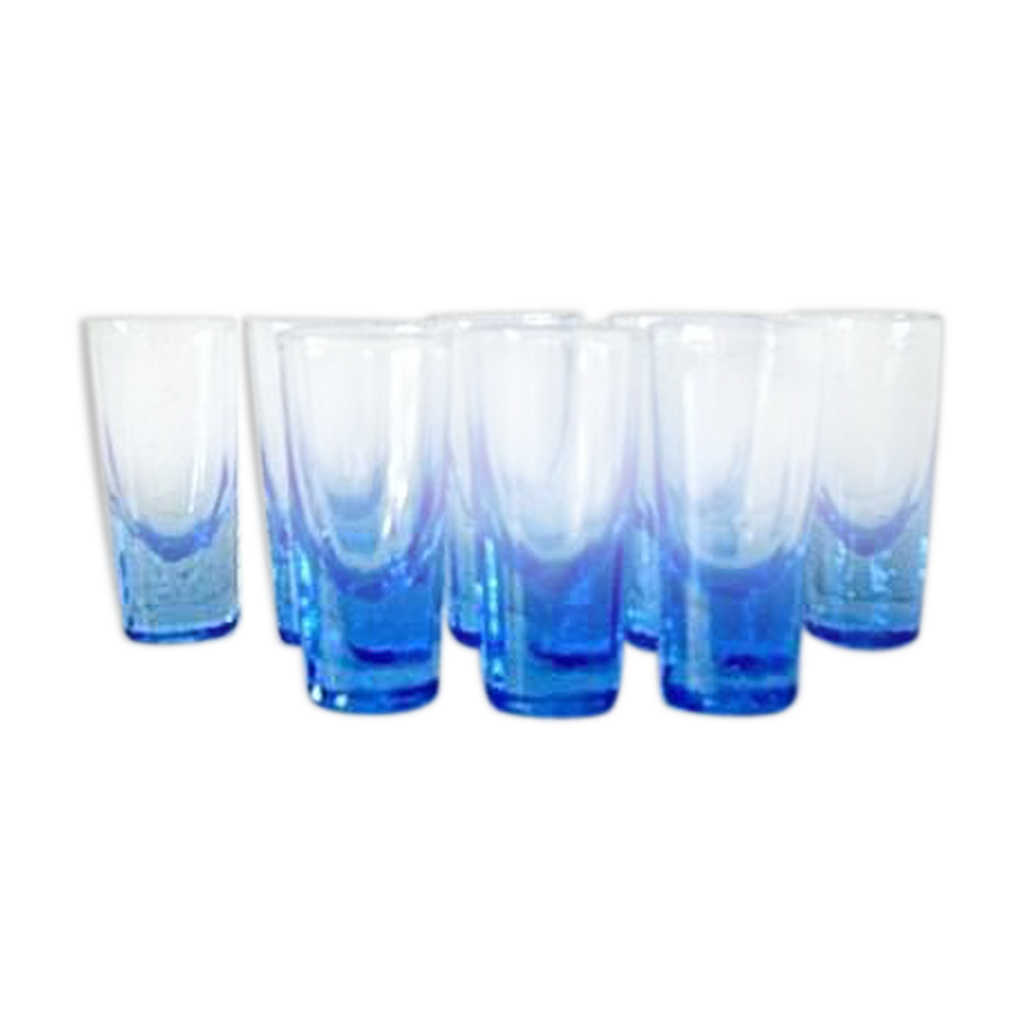 Suite de 8 verres bleu Myosotis