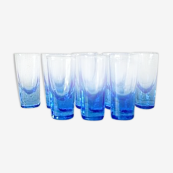 Suite of 8 blue glasses Myosotis