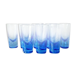 Suite of 8 blue glasses Myosotis