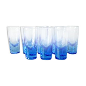 Suite of 8 blue glasses Myosotis
