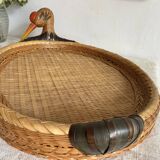 Bird woven bamboo tray