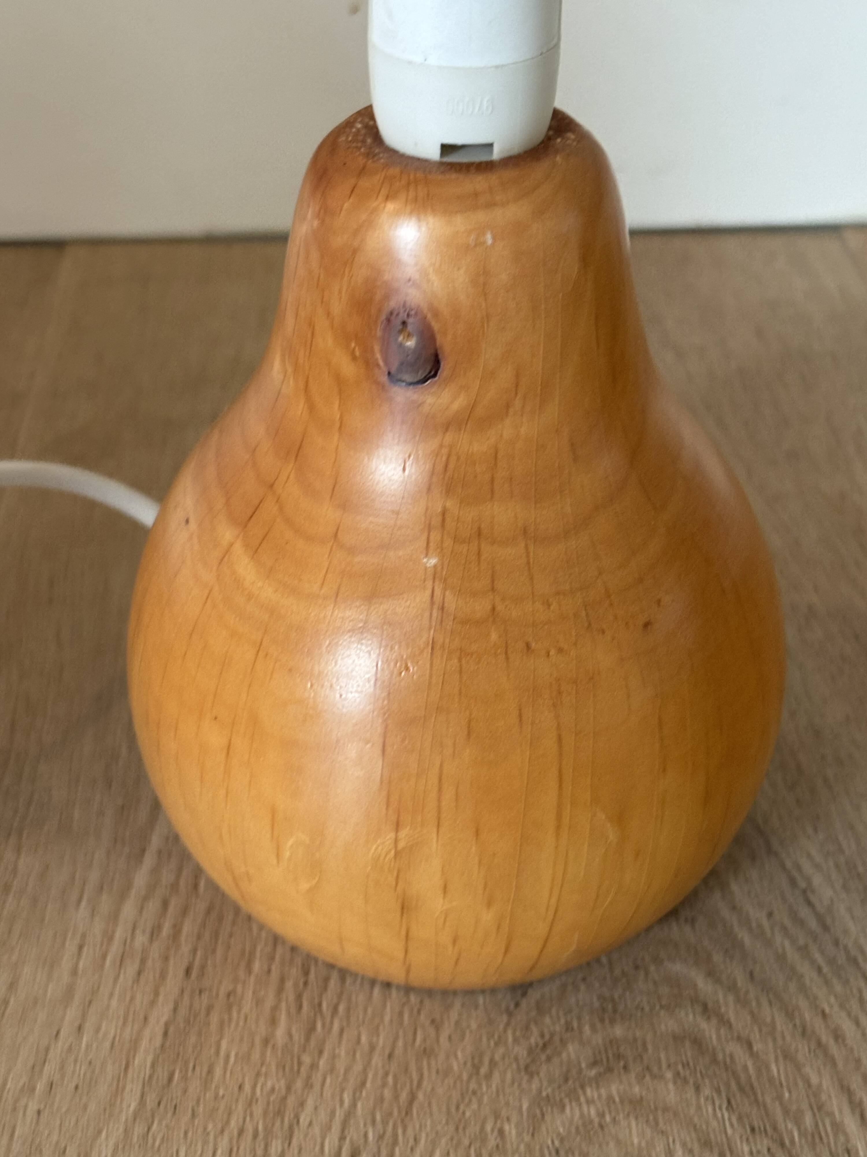 vintage wooden lamp small model with fabric shade 80's design