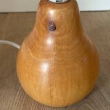 vintage wooden lamp small model with fabric shade 80's design