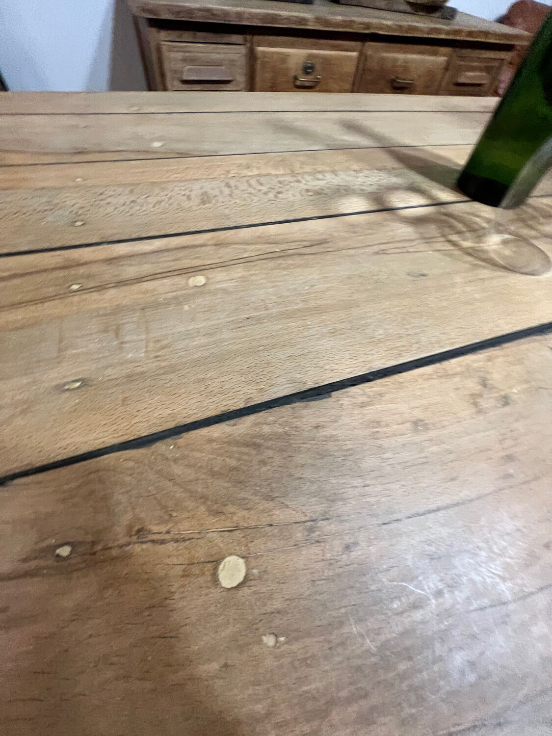 Old workshop table in elm