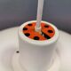 Older ph 4/3 ceiling lamp, in white, with original orange hanging disc.