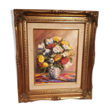 Table canvas bouquet of flowers