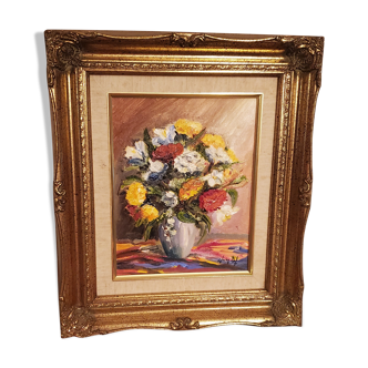 Table canvas bouquet of flowers