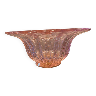 Glass Pink Vase With Gold and Bubble Air Round Shape