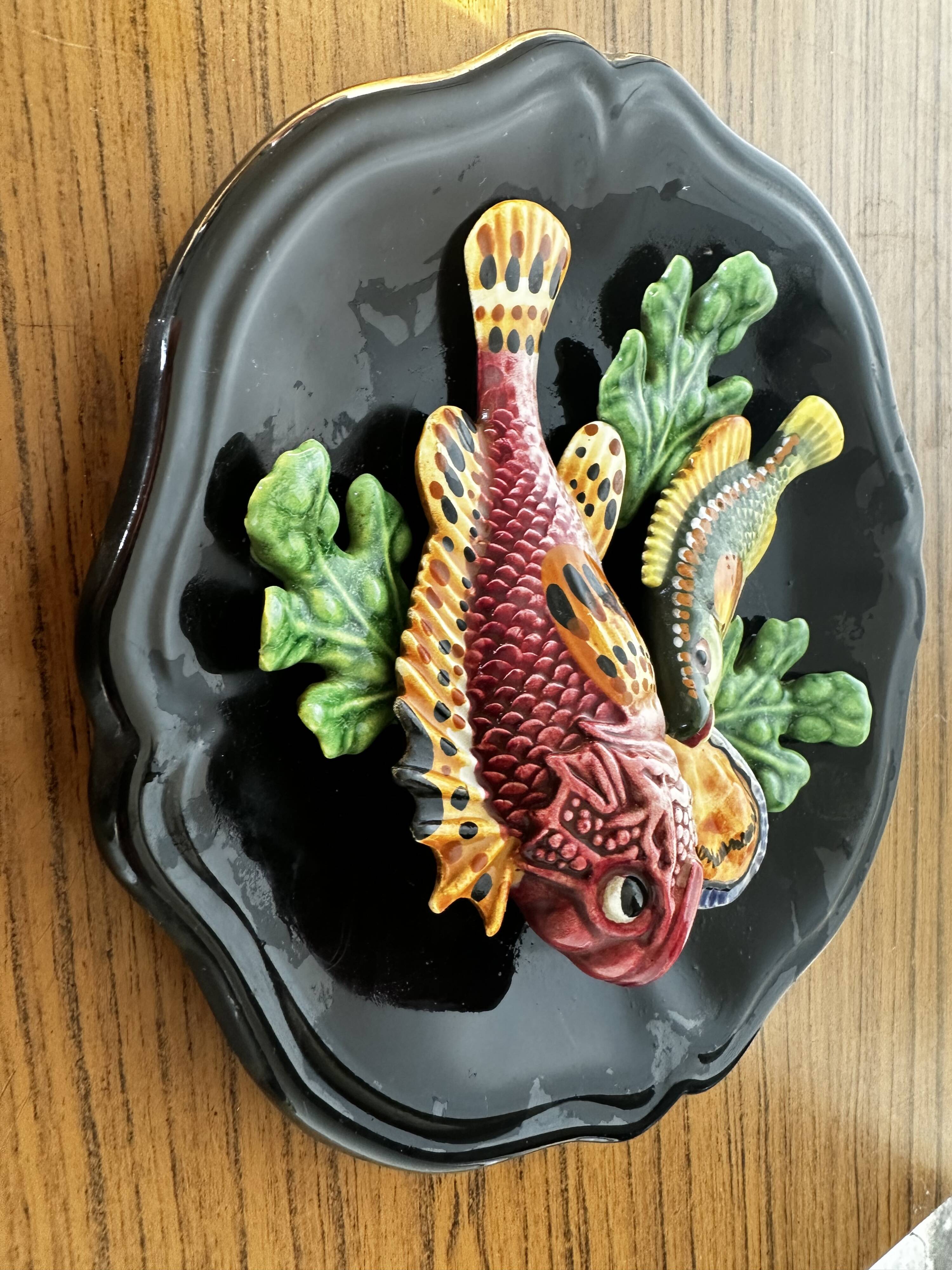 Palissy Vallauris majolica wall plate circa 1950