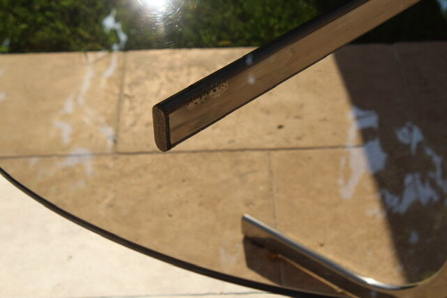 Oval glass and stainless steel table 70s