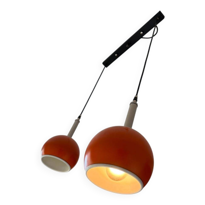 Lustre vintage orange eye ball / suspension avec 2 points lumineux